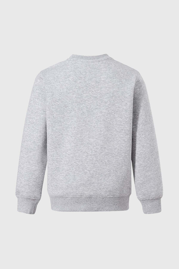 Polerón Niño Básico Con Print Gris