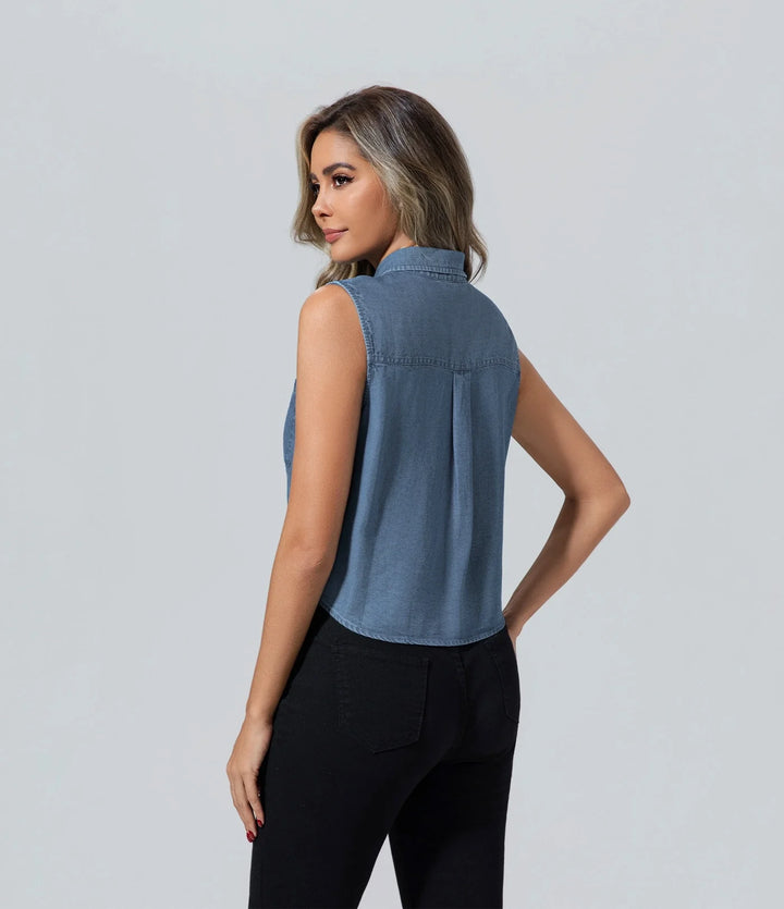 Blusa sin mangas de mujer las mujeres dril Blusa, Básico, Camisa, Casual, Elegant