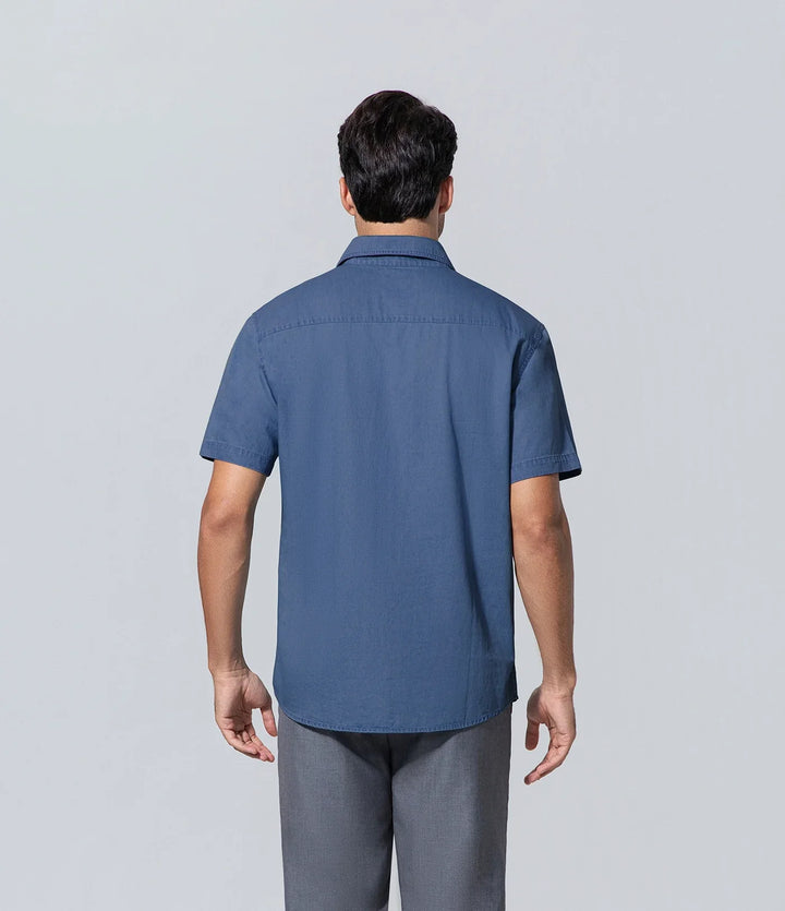 Camisa de algodón azul para hombre los hombres manga corta Algodón, Básico, Camisa, Casual, Hombre