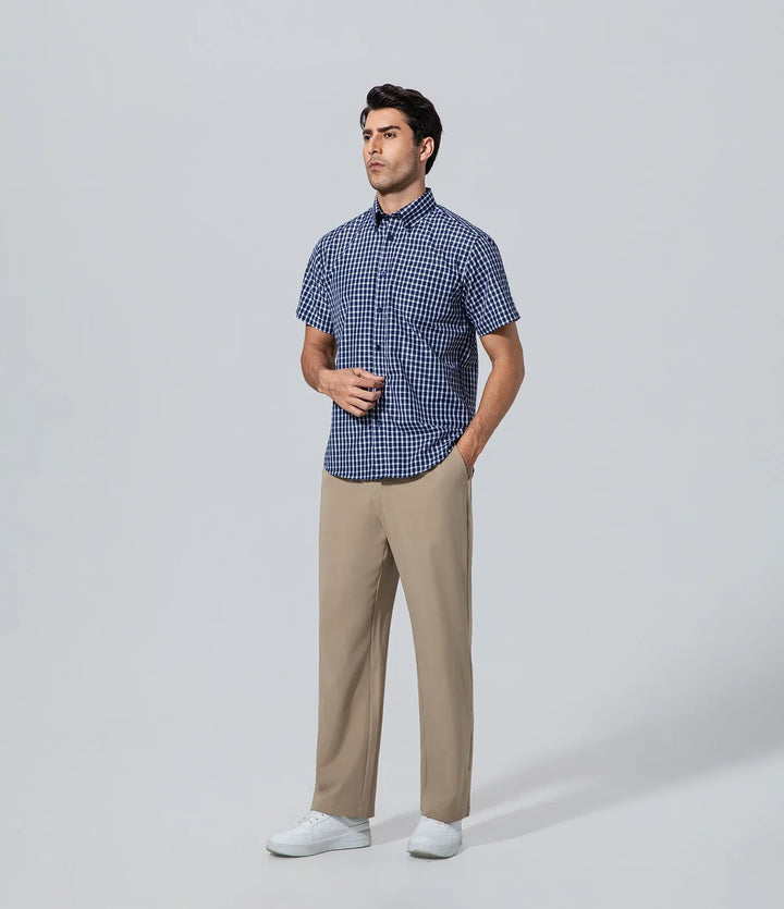 Camisa Hombre a Cuadros de los hombres manga corta azul Básico, Camisa, Formal, Hombre, Manga larga