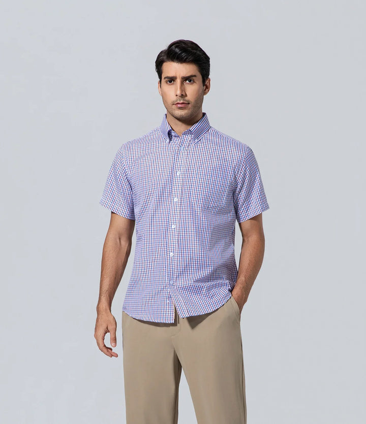 Camisa Hombre a Cuadros de los hombres manga corta azul Básico, Camisa, Formal, Hombre, Manga larga