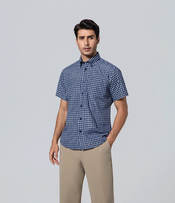 Camisa Hombre a Cuadros de los hombres manga corta marina guerra Básico, Camisa, Formal, Hombre, Manga larga