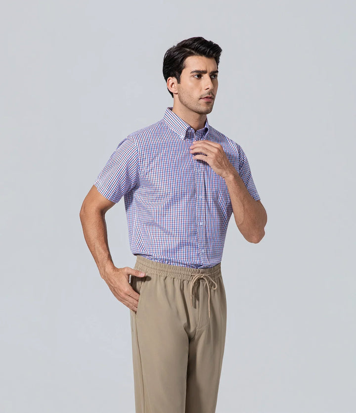 Camisa Hombre a Cuadros de los hombres manga corta púrpura Básico, Camisa, Formal, Hombre, Manga larga
