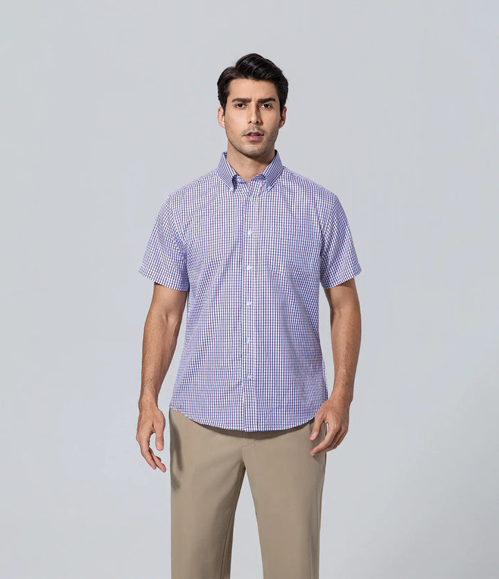 Camisa Hombre a Cuadros de los hombres manga corta púrpura Básico, Camisa, Formal, Hombre, Manga larga