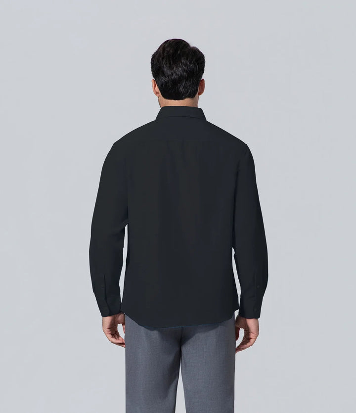 Camisa de hombre moda los hombres negro manga larga