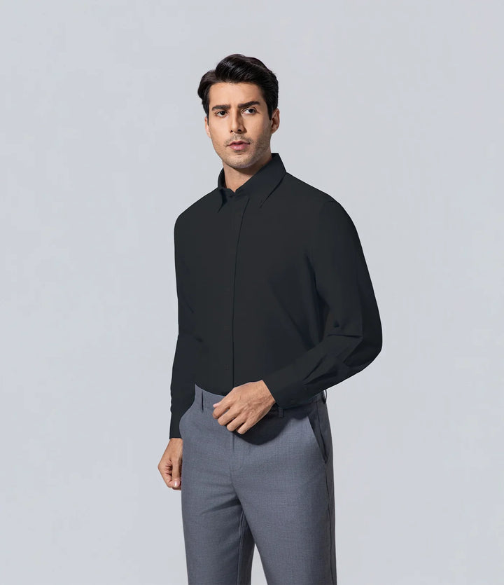Camisa de hombre moda los hombres negro manga larga
