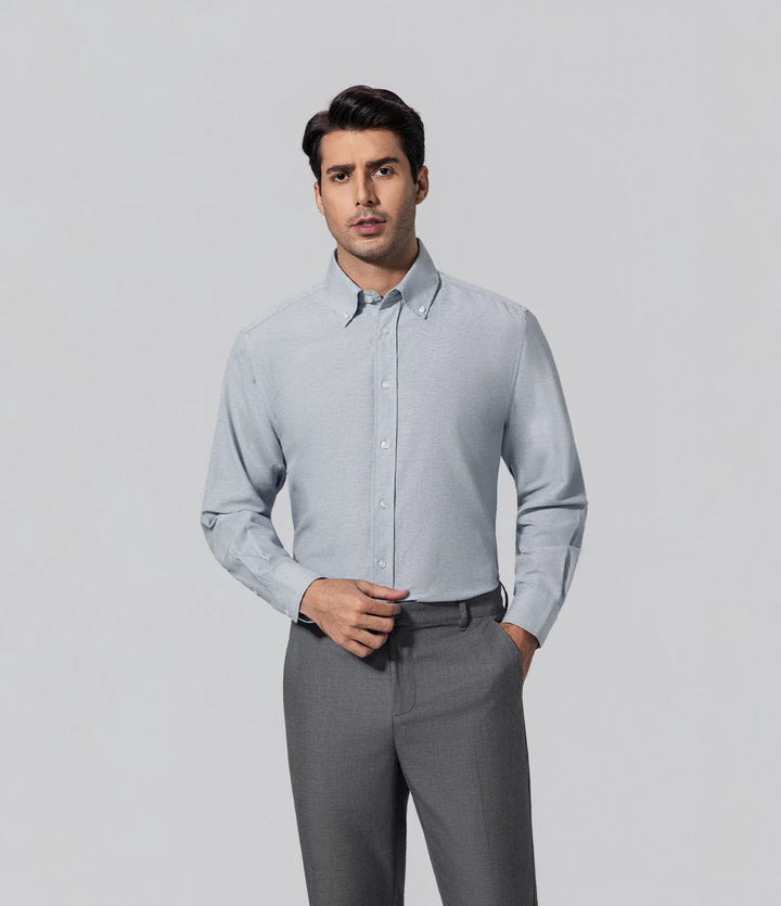 Camisa de hombre moda luz azul con botones Básico, Camisa, Casual, Commanding confidence, Formal
