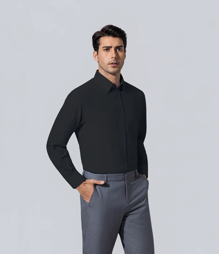 Camisa de hombre moda negro manga larga