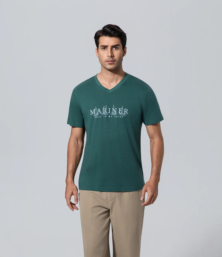 Camiseta cuello en V para hombre de los hombres manga corta v