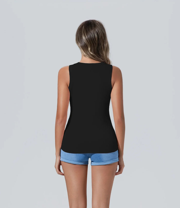 Camiseta sin manga de mujer negro mangas Básico, Camiseta, Casual, Chaleco, Cuello redondo