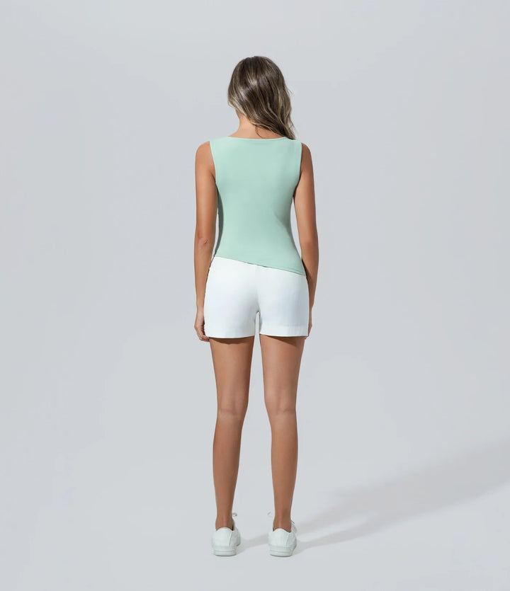 Camiseta sin mangas de mujer luz verde Camisetas, Casual, Cuello redondo, Elegant, Moda
