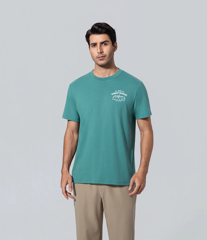Camiseta polera para hombre de los hombres manga corta verde azulado