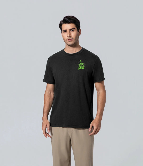 Camiseta polera para hombre de los hombres negro manga corta