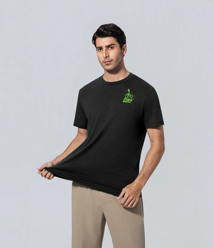 Camiseta polera para hombre de los hombres negro manga corta