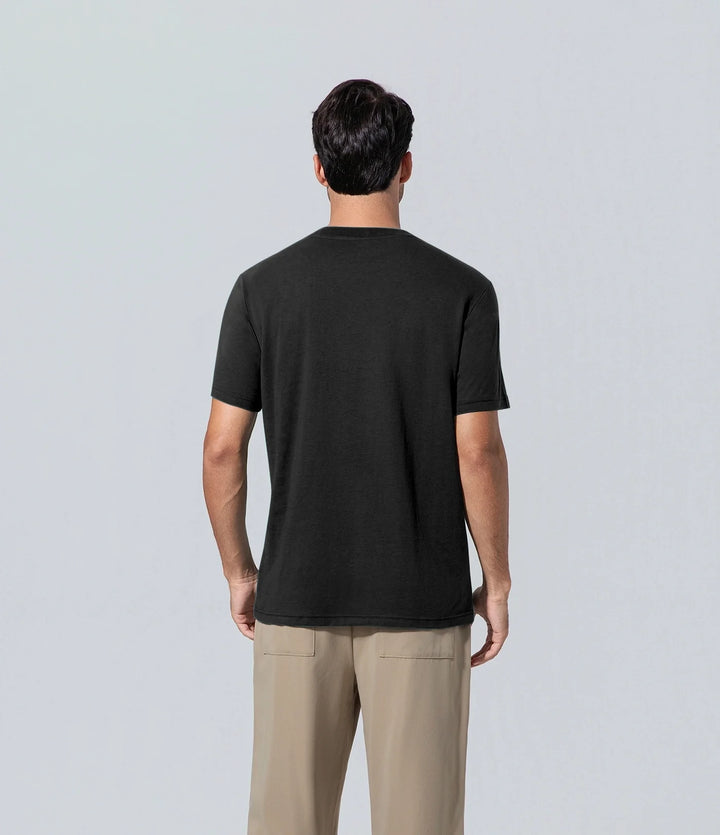 Camiseta polera para hombre negro de manga corta