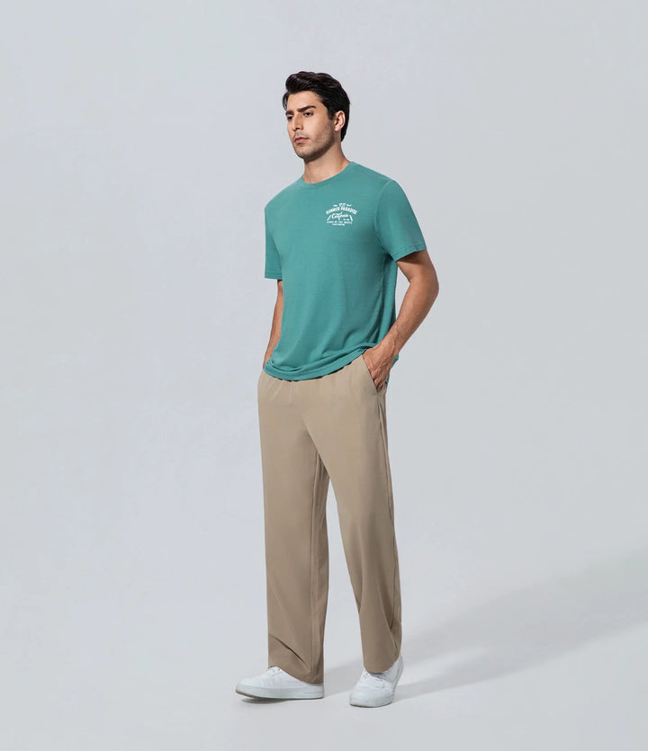Camiseta polera para hombre verde azulado de manga corta