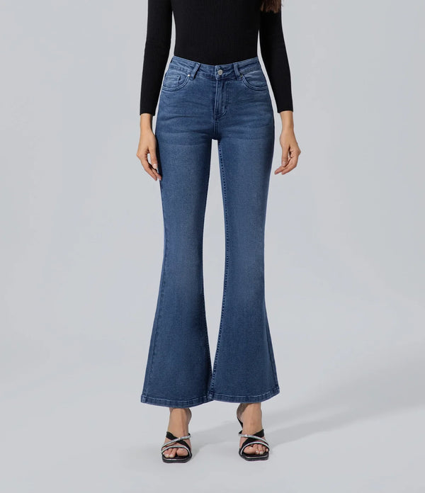 Jeans acampanados mujer pantalón acampanado vaqueros alto Algodón, Bottom, Básico, Casual,