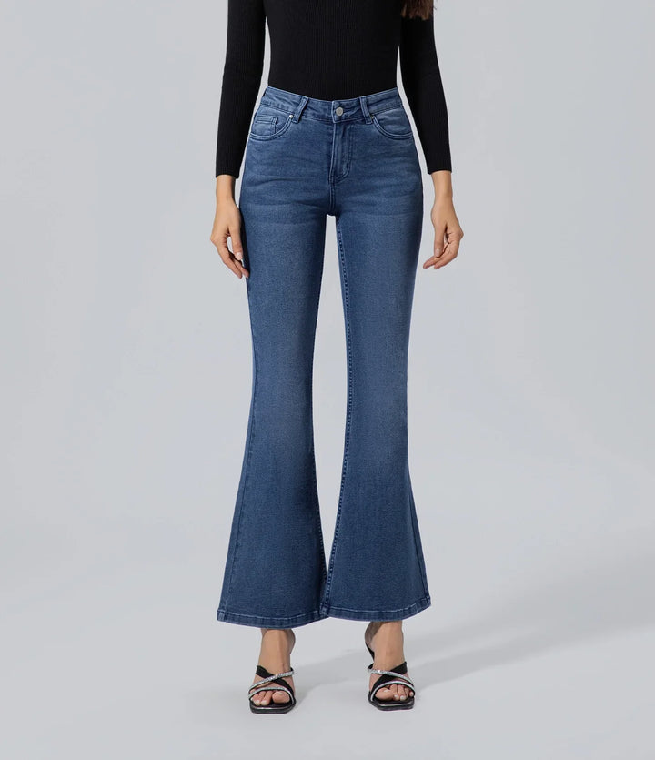 Jeans acampanados mujer pantalón acampanado vaqueros alto Algodón, Bottom, Básico, Casual,