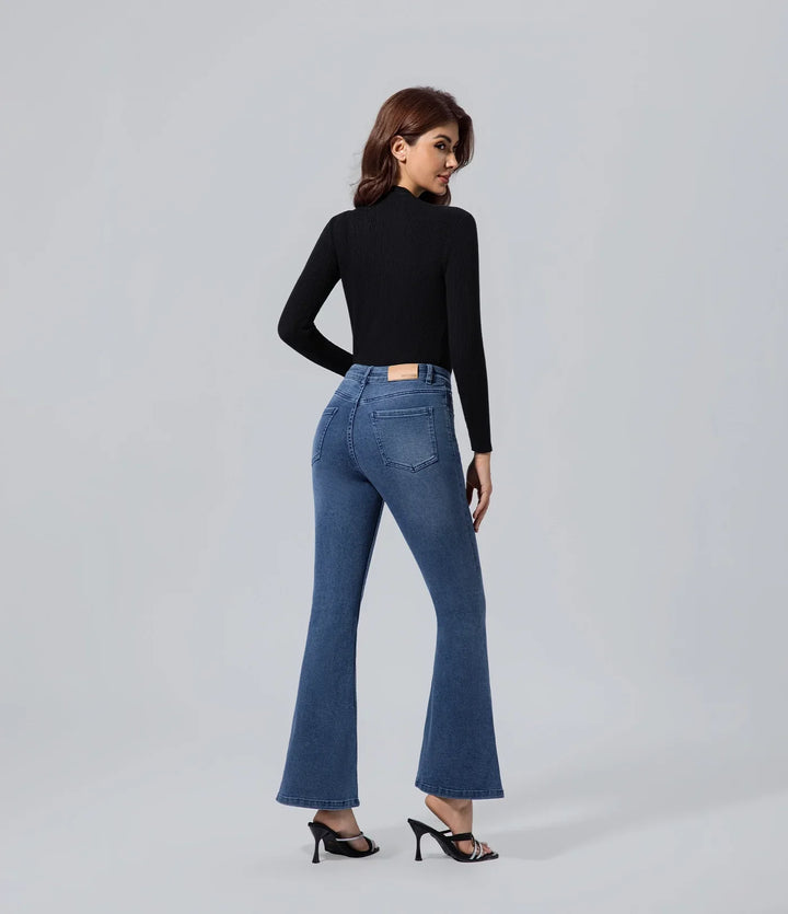 Jeans acampanados mujer pantalones de campana jeans alto Algodón, Bottom, Básico, Casual,