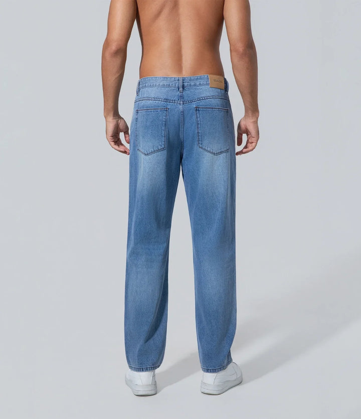 Jeans de corte holgado para hombre los hombres luz lavar