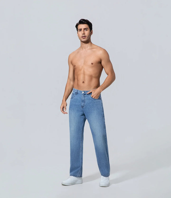 Jeans de corte holgado para hombre los hombres luz lavar