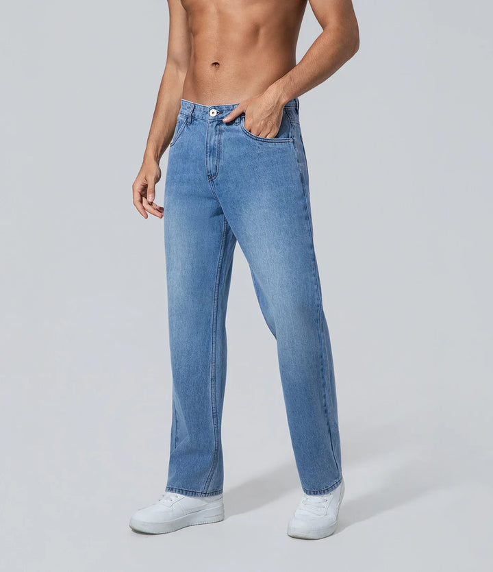 Jeans de corte holgado para hombre los hombres luz lavar