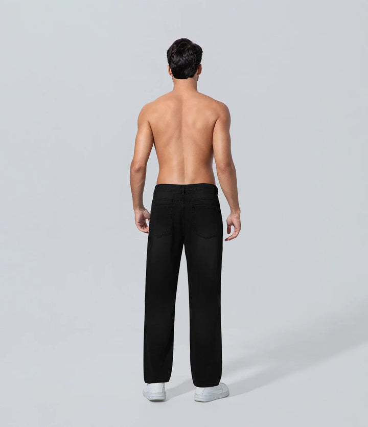 Jeans de corte holgado para hombre los hombres negro pierna recta