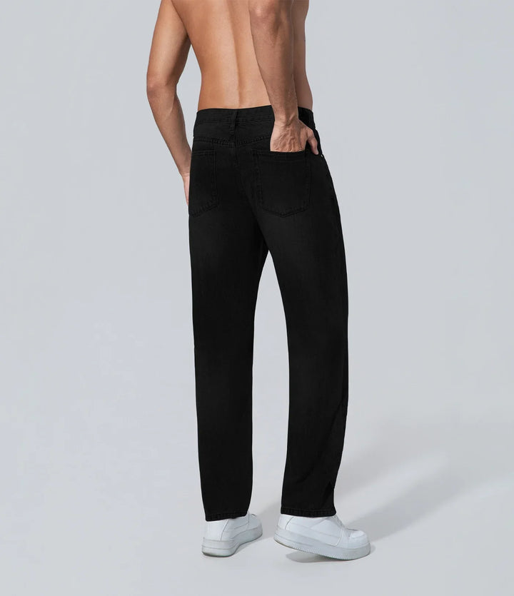 Jeans de corte holgado para hombre los hombres negro pierna recta