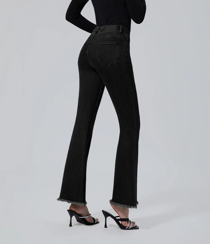 Jeans mujer casual negro de cintura alta llamarada Algodón, Bottom, Casual, Jeans, Jungle Adventure