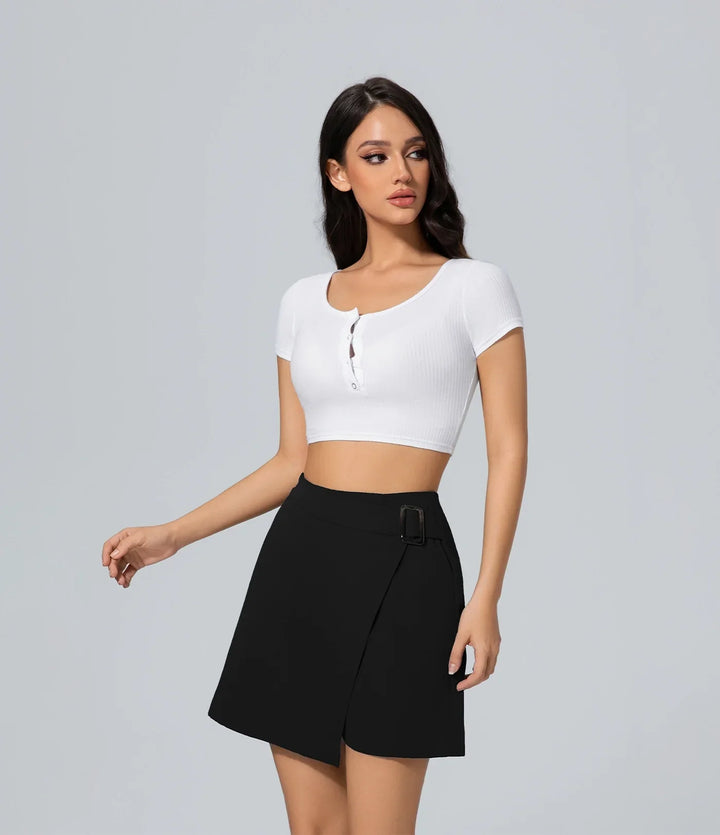 Mini falda mujer blanco cortar cremallera Bottom, Casual, Enjoy life slowly, Falda, Key