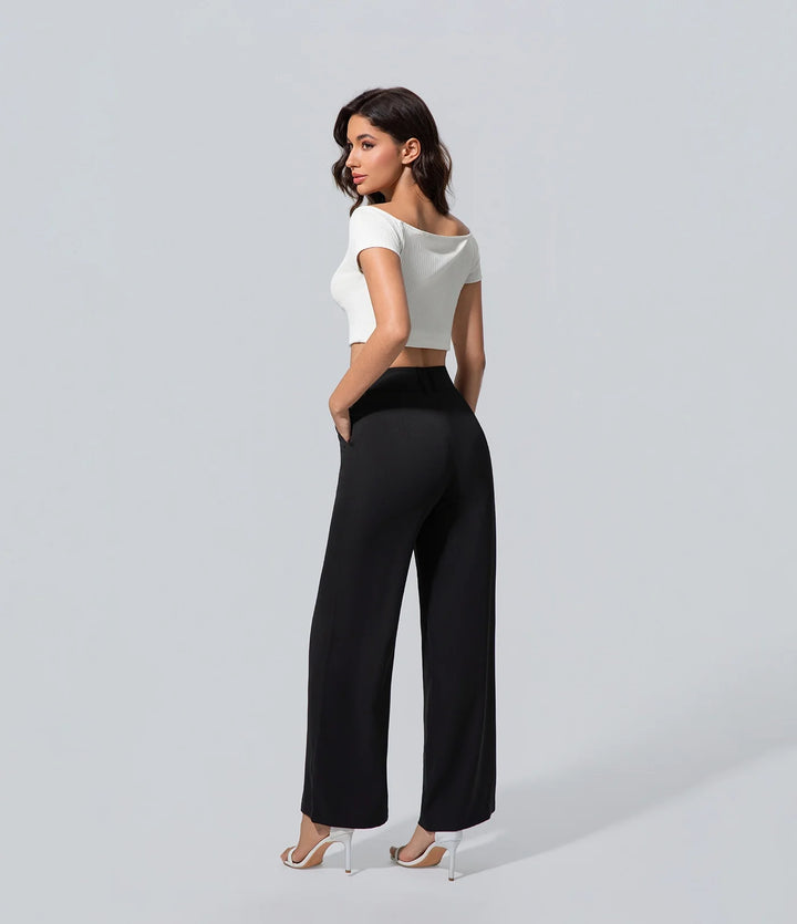 Pantalón casual de mujer las mujeres hombros descubiertos cultivo Bolsillo, Bottom, Casual, Mujer,