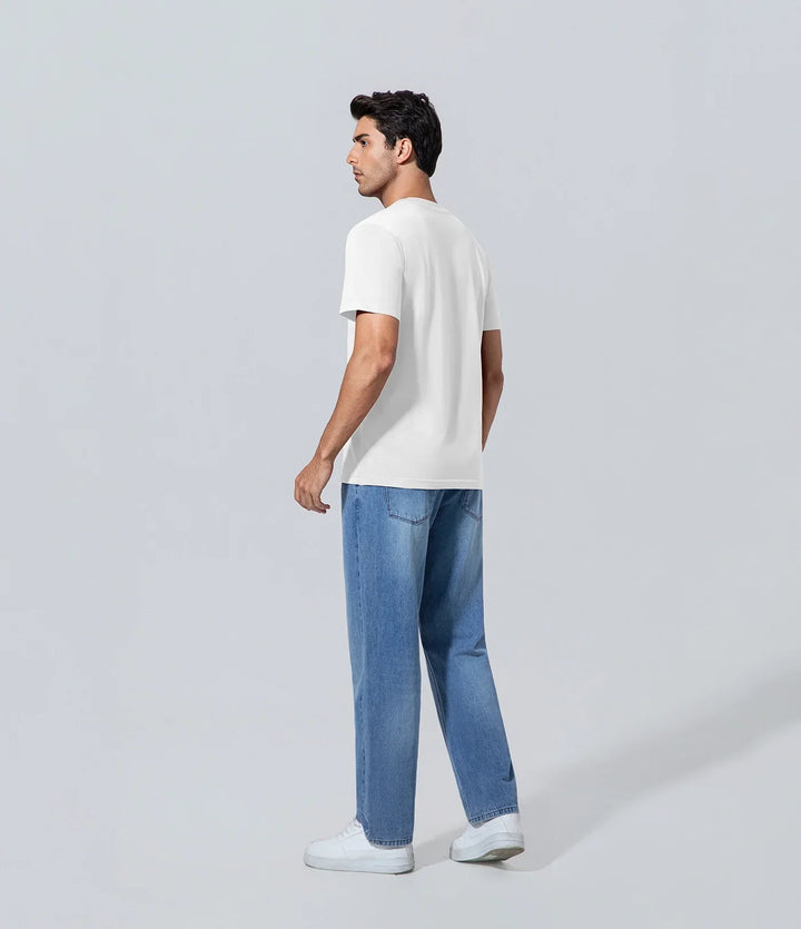 Polera manga corta para hombre de los hombres luz azul