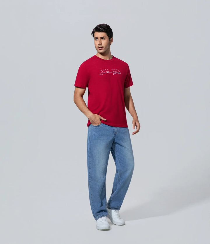 Polera manga corta para hombre de los hombres rojo