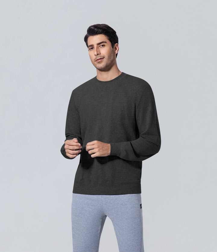 Polera pique hombre manga larga de los hombres oscuro gris
