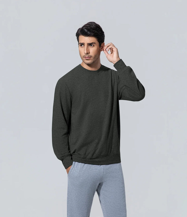 Polera pique hombre manga larga de los hombres oscuro verde