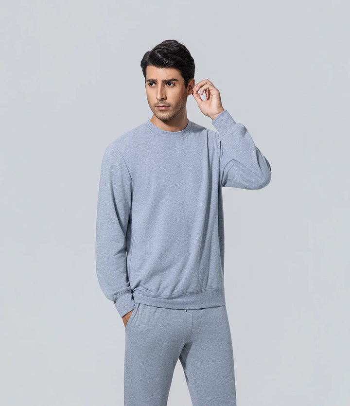 Polera pique hombre manga larga luz azul