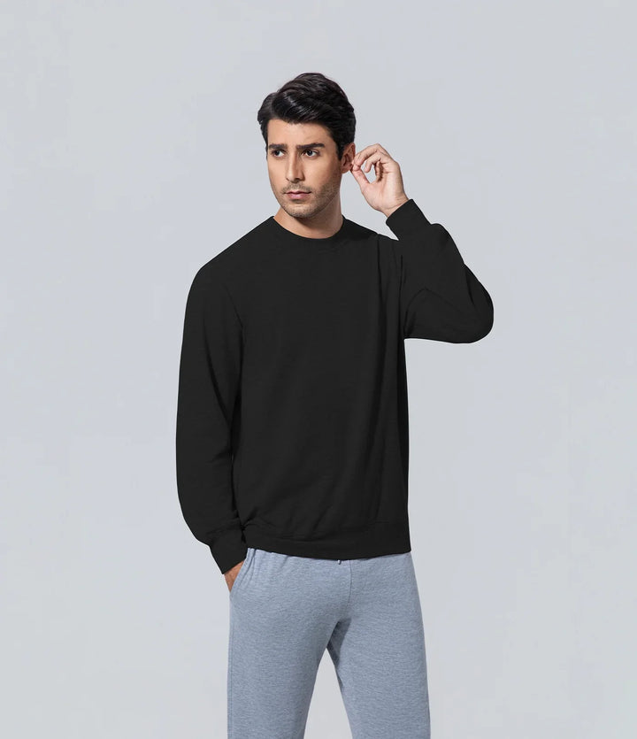 Polera pique hombre manga larga negro