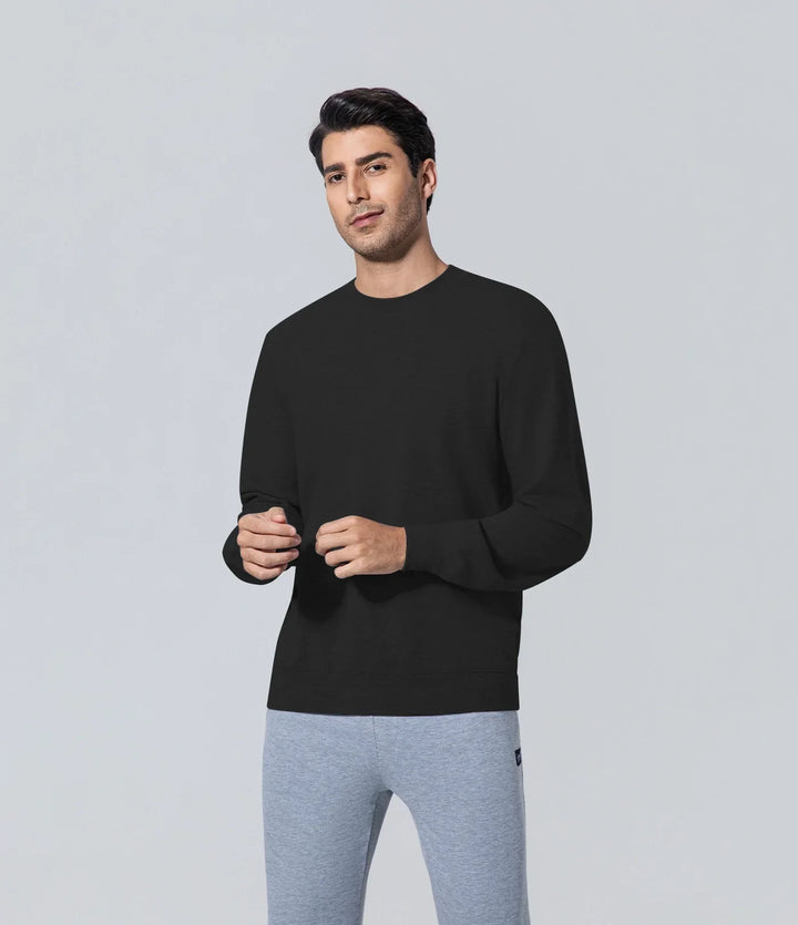 Polera pique hombre manga larga negro