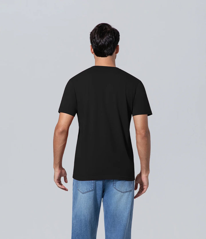 Poleras de hombre manga corta los hombres negro Camiseta, Casual, Commanding confidence, Cuello redondo, Estampado