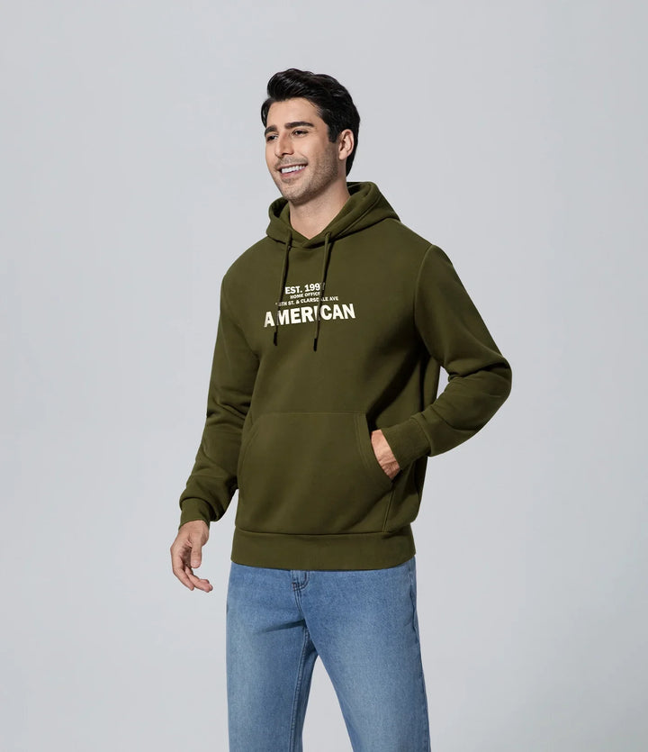 Polerón con capucha para hombre de los hombres aceituna verde Boundiess Comfort, Casual, Hombre, Key, Manga larga