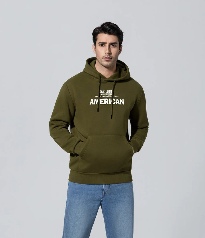 Polerón con capucha para hombre de los hombres aceituna verde Boundiess Comfort, Casual, Hombre, Key, Manga larga