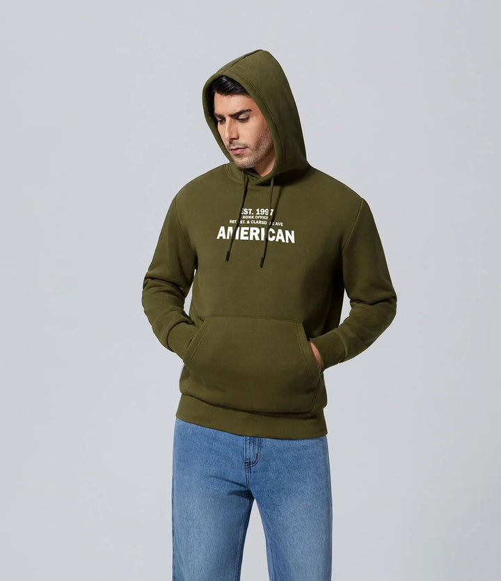 Polerón con capucha para hombre de los hombres aceituna verde Boundiess Comfort, Casual, Hombre, Key, Manga larga