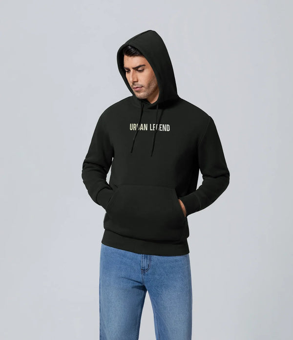 Polerón con capucha para hombre de los hombres negro encapuchado Boundiess Comfort, Casual, Hombre, Key, Manga larga