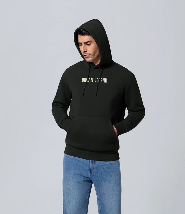 Polerón con capucha para hombre de los hombres negro encapuchado Boundiess Comfort, Casual, Hombre, Key, Manga larga