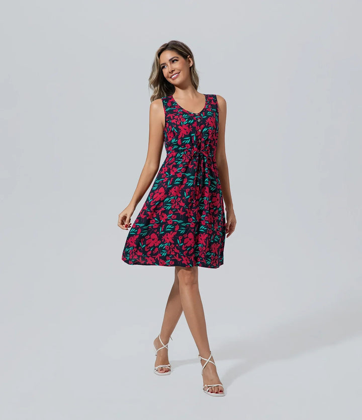 Vestido sin mangas de mujer cuello en v floral Casual, Cuello V, Elegant, Flor, Moda