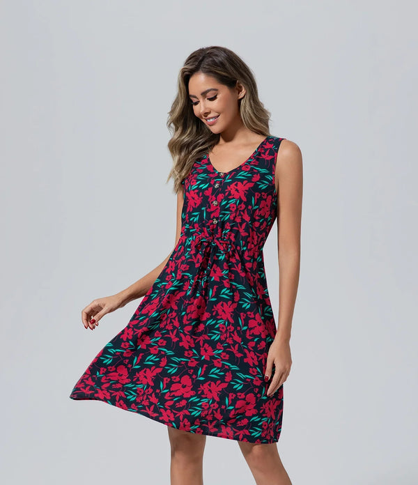 Vestido sin mangas de mujer cuello en v mini Casual, Cuello V, Elegant, Flor, Moda