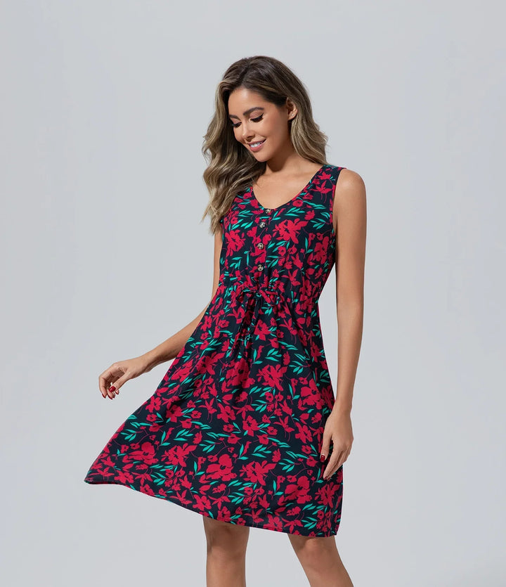 Vestido sin mangas de mujer cuello en v mini Casual, Cuello V, Elegant, Flor, Moda