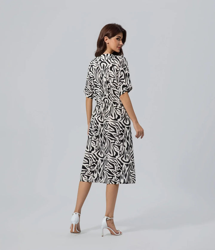 Vestido oversize con estampado floral cebra imprimir vestido Casual, Chronicles of Time, Cuello V, Elegant, Flor